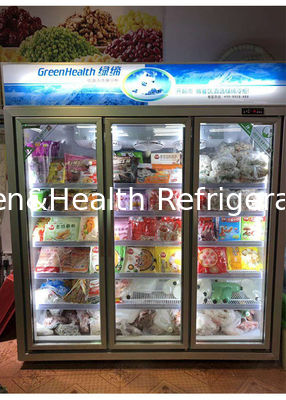 977L Upright Glass Door Display Fridge Refrigeration Equipment Seafood Freezer