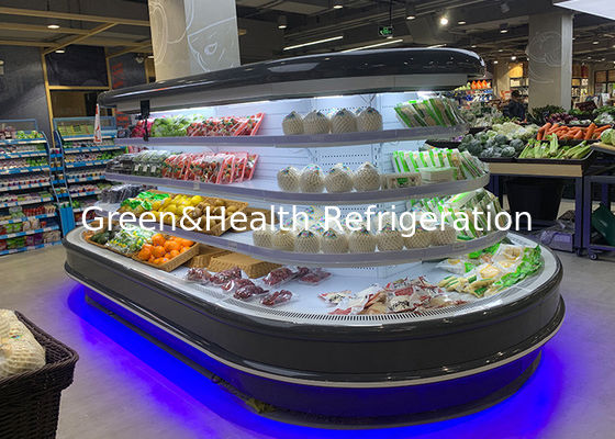 Supermarket Multideck Round Island Open Chiller Drink Display Cooler