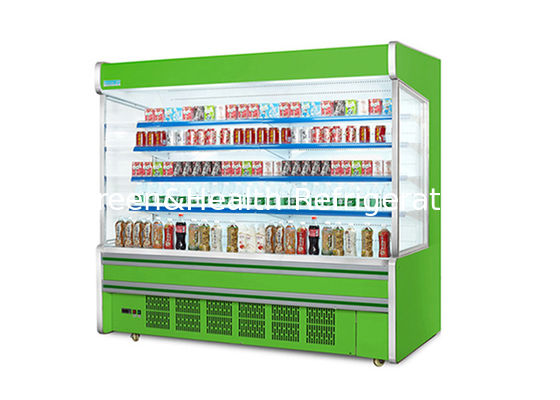 Stainless Steel Multideck Open Chiller with Energy-Saving Night Curtain and Automatic Smart Defrost for Supermarkets
