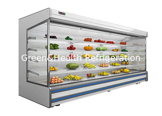 Commercial 4-Tier Adjustable Multideck Open Chiller with Fan Cooling and Night Curtain for Supermarkets