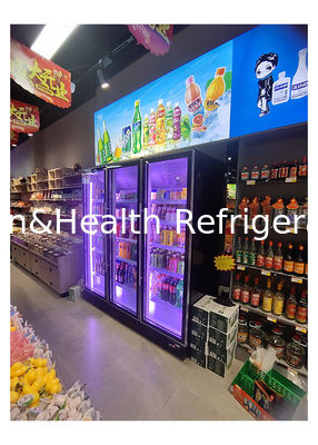 880L Supermarket Glass Door Multideck Chiller Beverage Display Refrigerator