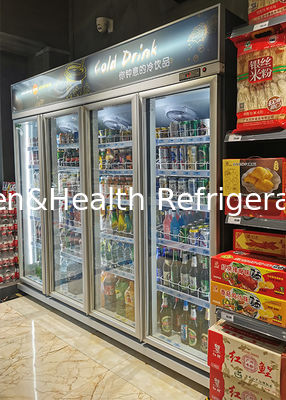 Double Door Upright Glass Display Refrigerators For Small Market