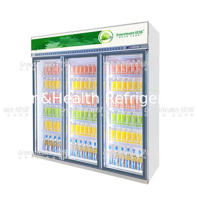 Upright Stand Glass Door Display Drink Fridge With Inverter Motor For Supermarket