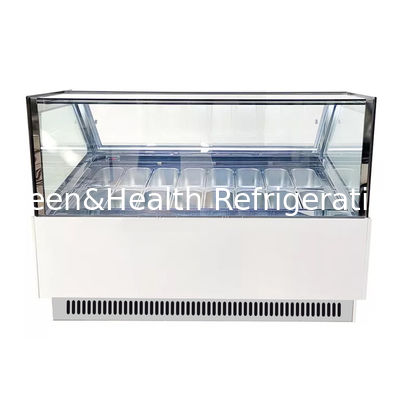 Dessert Station Stainless Steel Ice Cream Dipping Display Freezer 16 Tanks