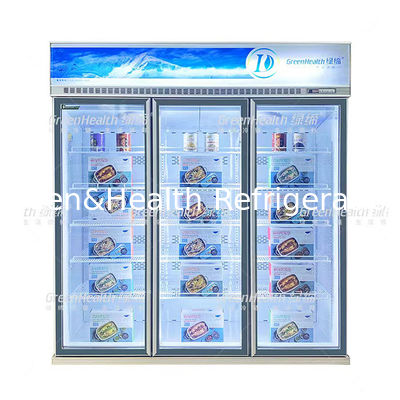 Tempered Glass Door No Frost Upright Freezer For Frozen Food Display