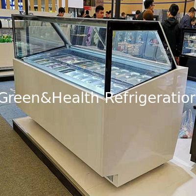 Large Capacity Ice Cream Display Freezer With Tempered Glass And Sliding Door