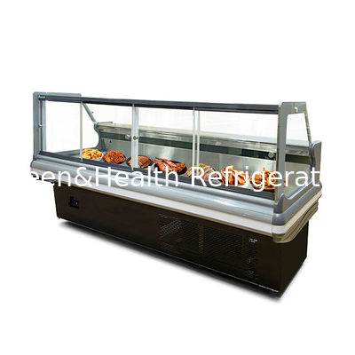 Front Flip Butcher Shop Cooked Food Display Refrigerator With Back Sliding Glass Door