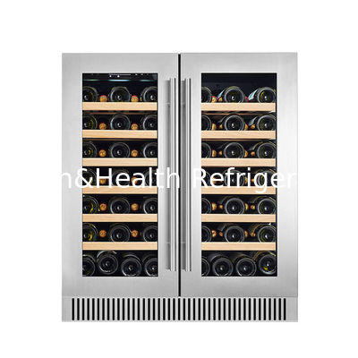 ETL Certificate Electronic Temperature Wine Display Cooler With Glass Door And Wood Shelving Material