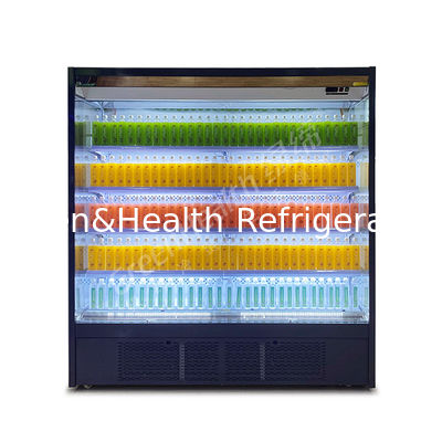 LED Lighting R22 Multideck Open Chiller Showcase Cooler With Night Curtain 4 Shelves