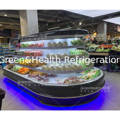 Custom Island Merchandise Display Round Cabinet Multideck Open Chiller