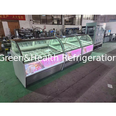 Stainless Steel Ice Cream Display Showcase With Customized Pan Quantity And Sliding Door