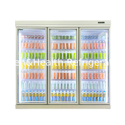 Adjustable Shelf Glass Door Beverage Cooler For Supermarket Cold Storage Display