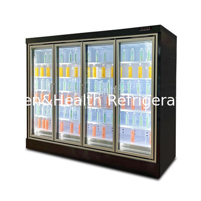 Fan Cooling Auto Spring Back Glass Door Upright Freezer Merchandiser Refrigerator