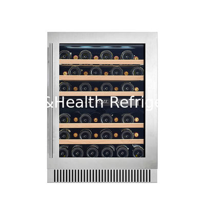 ETL Certificate Black Electric Wine Cooler with Wood Shelves Dual Zone Glass Door Display Cooler