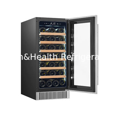 ETL Certificate 60 Bottle Dual Zone Electric Wine Cooler With Wood Shelves In Black