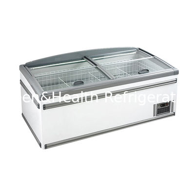 Big Capacity Supermarket Island Freezer With Coated Finish And R290 Refrigerant