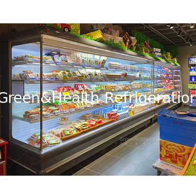 4 Shelves LED Single Temperature Commercial White Multideck Open Chiller With Night Curtain