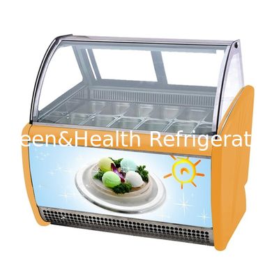 Commercial Gelato Hard Ice Cream Display Freezer Showcase With 8/10/12/14/16 Pans