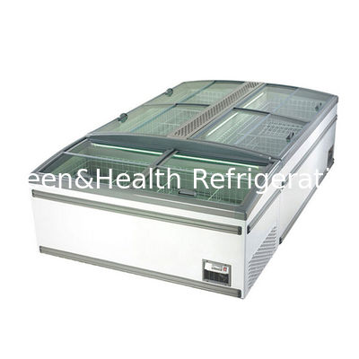 Flexiable Display Type Glass Door Auto Defrostr Supermarket Island Freezer