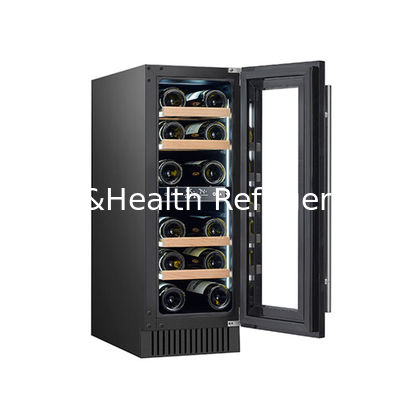 ETL Certificate 60-Bottle Black Freestanding Electric Wine Cooler With Glass Doors And Wood Shelves