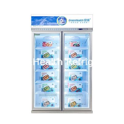 5 Layers Shelves Silver Champagne Color Glass Door Freezer For Frozen Sea Food