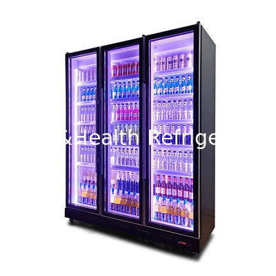 Blue Light 5 Layers R134a Upright Glass Door Beverage Chiller