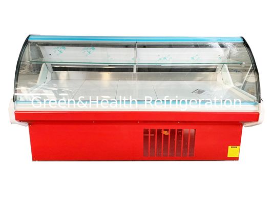 Refrigerated Meat Display Refrigerator Full Service Deli Case With Curved Glass