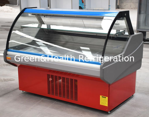 Curved Glass Deli Meat Display Refrigerator Red Meat Service Case