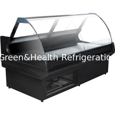 Curved Glass Refrigerated Meat Showcase Fresh Meats Deli Case