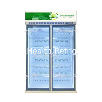 Commercial Vertical Double Door Beverage Display Refrigerator With Wheel