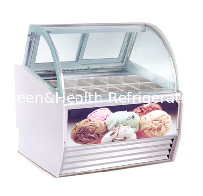 Ice Cream Shop Scoop Ice Cream Display Freezer Gelato Freezer With Curved Glass