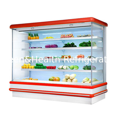 Multideck Open Chiller For Supermarket Display Of Fruits LED Light Glass Freezer