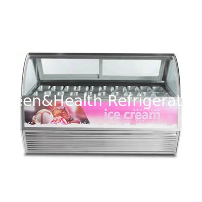 Ice Cream Shop / Convenience Store Commercial Stainless Steel Glass Ice Cream Storage Display Freezer