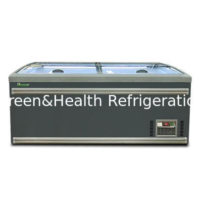 Large Commercial Stainless Steel Glass Horizontal Storage Island Cabinet Freezer