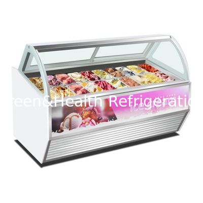Ice Cream Display Freezer Stainless Steel Pans Commercial Ice Cream Cabinet