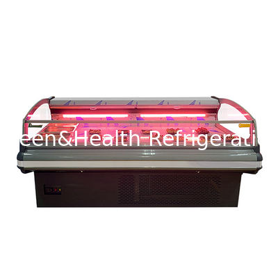 European Curved Glass Semi Open Fresh Meat Storage Display Freezer For Sale