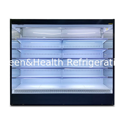 Commercial Five Layer Shelf Open Glass Stainless Steel Air Curtain Cabinet Fridge