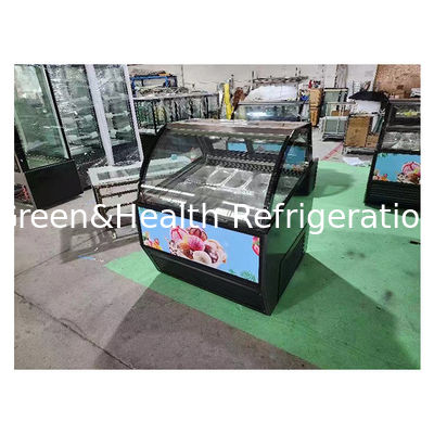 Commercial Curved Glass Ice Cream Display Freezer with Digital Controller Tempered Glass and LED Lighting