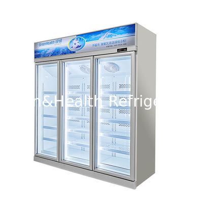Three Glass Doors On The Upper Unit Display Freezer For Low-Temperature Frozen Products