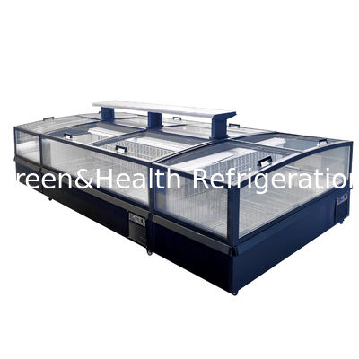 -18--22°C R290 Modular Plug-In Ventilated Island Freezer with Ultra-Large Curved Glass Display‌