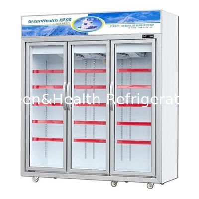 Supermarket / Store With Three Glass Doors Equipped With Unit Freezing Display Refrigerators