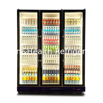 Three Glass Doors Multiple LED Lights Beverage / Liquor Refrigeration Display Freezer