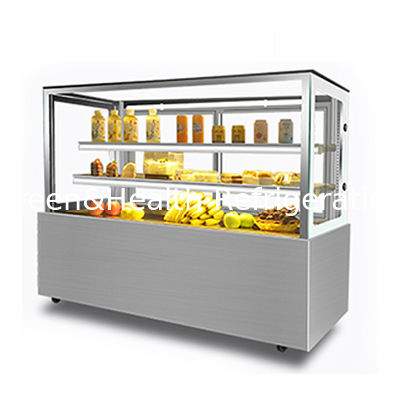White Stainless Steel Glass Material Multiple Shelves Cake Shop Display Freezer