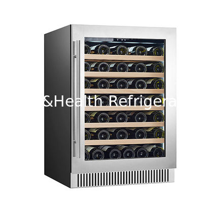 60 Bottles Glass Door Wine Cooler with Wood Shelving for Red Wine Refrigerated Storage