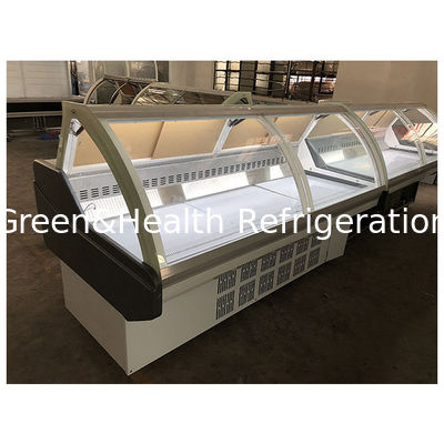 Dark Gray Front And Rear Curved Glass Cooked Food Refrigeration Display Cooked Food Freezer