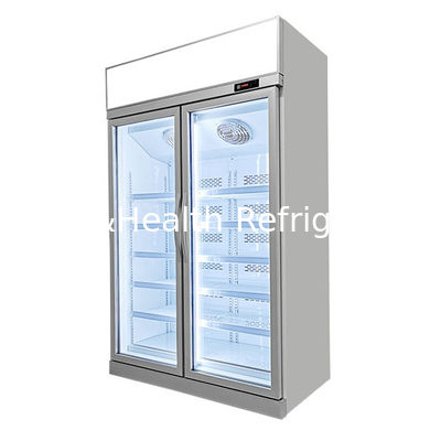 Commercial Supermarket / Store Two Glass Doors Equipped Freezing Display Refrigerators