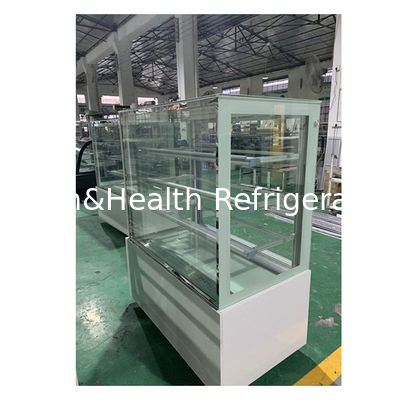 White / Black Right Angled Multi-Layer Shelf Glass Stainless Steel Cake Refrigeration Display Freezer