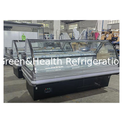 Commercial Curved Glass Cooked Food Refrigeration Display Cooked Food Freezer Fridge