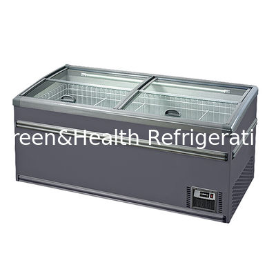 Horizontal Commercial Large Supermarket Frozen Goods / Frozen Fish Storage Refrigerated Island Cabinet Freezer