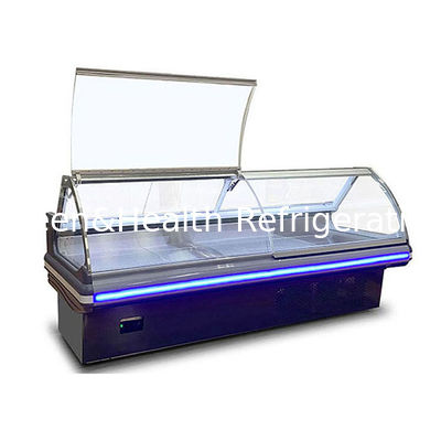 European Style Horizontal Supermarket Commercial Flip Top Fresh Meat Storage Display Freezer Freezer